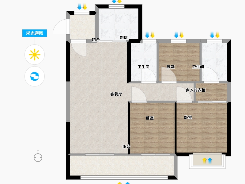 陕西省-西安市-合创君悦府-95.01-户型库-采光通风