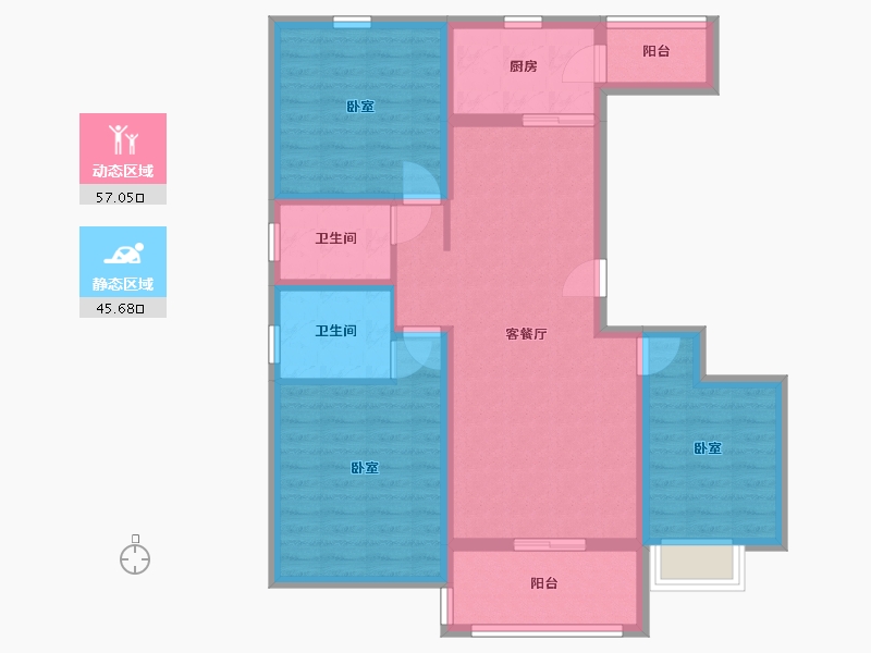 陕西省-渭南市-兰亭观邸-91.03-户型库-动静分区