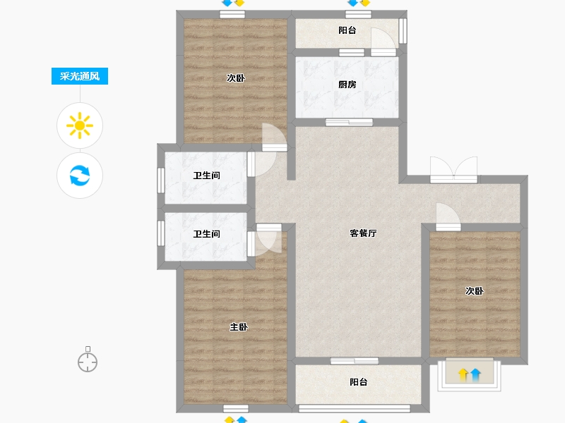 安徽省-宿州市-翰林公馆-98.49-户型库-采光通风