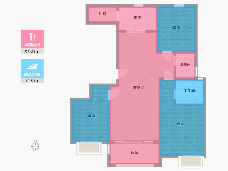 陕西省-渭南市-兰亭观邸-85.33-户型库-动静分区