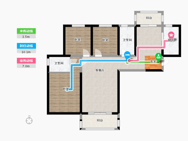 陕西省-渭南市-国贸·公园盛世-106.49-户型库-动静线