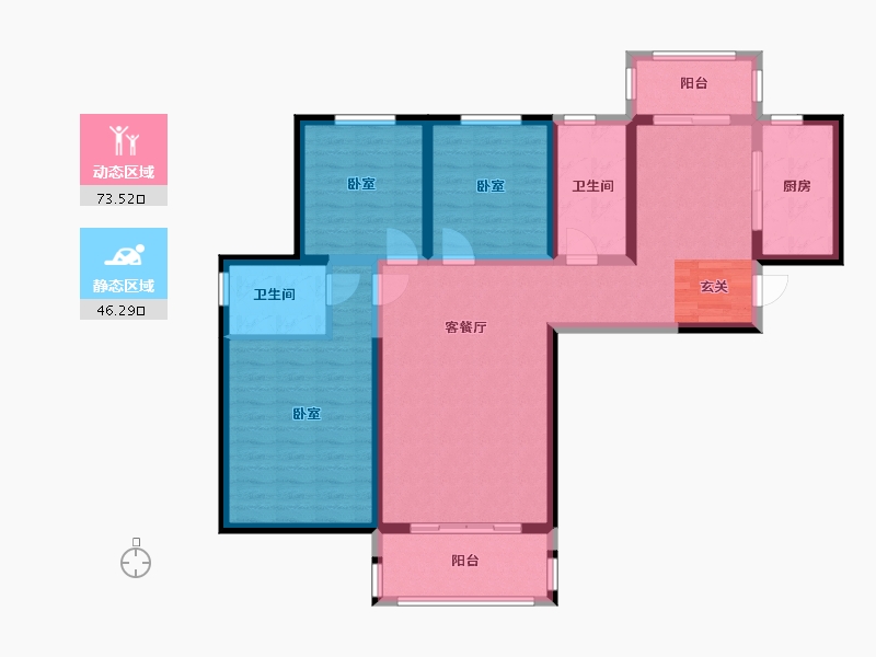 陕西省-渭南市-国贸·公园盛世-106.49-户型库-动静分区