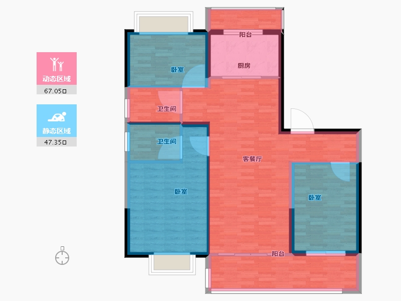 江苏省-常州市-碧桂园柏悦世家-104.00-户型库-动静分区