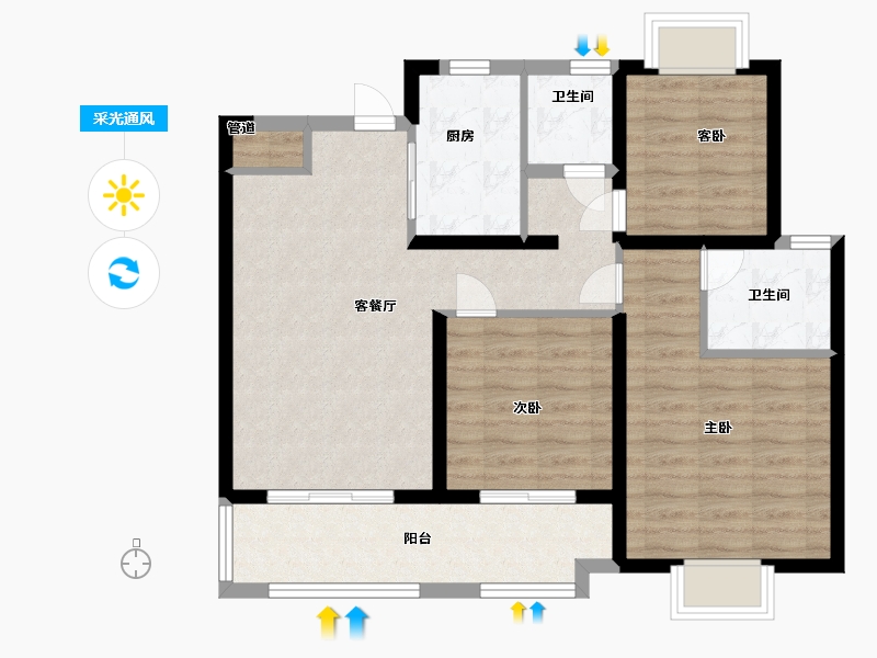 江苏省-无锡市-弘阳昕悦府-82.00-户型库-采光通风