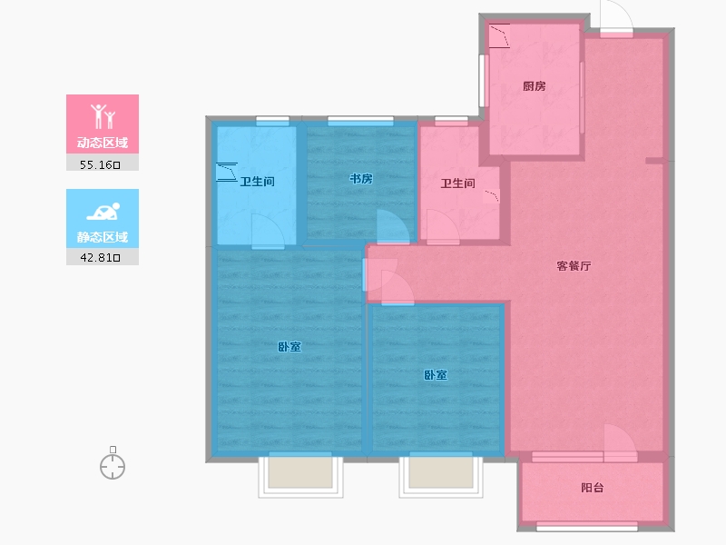 陕西省-渭南市-富力城-87.01-户型库-动静分区