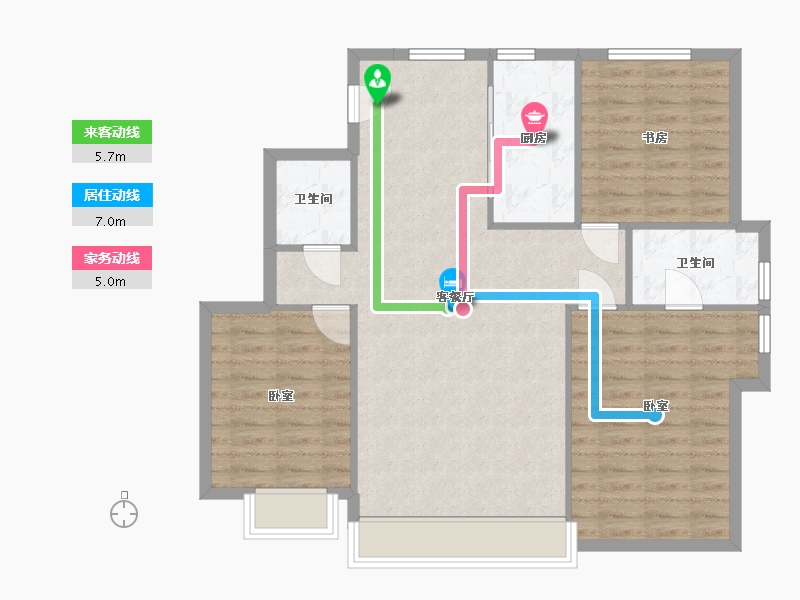 辽宁省-营口市-中天书香庭院-91.86-户型库-动静线