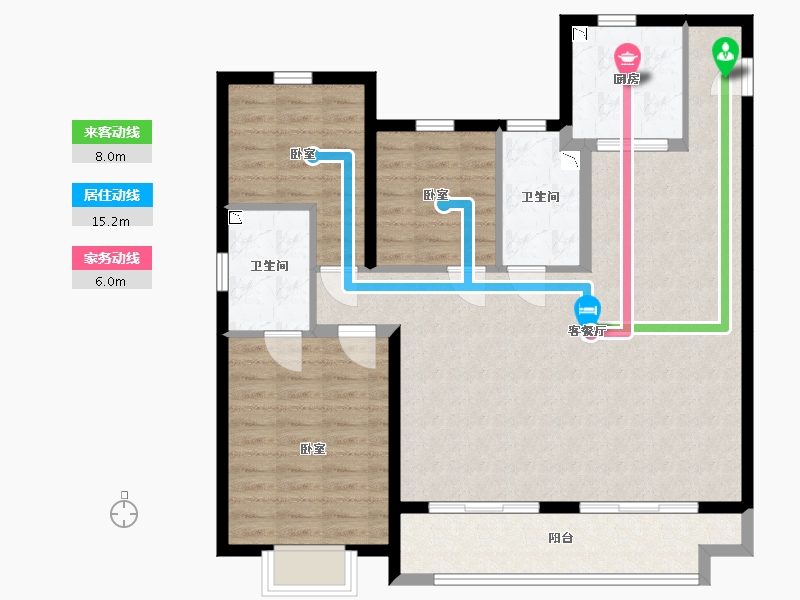 陕西省-西安市-南飞鸿·蓝庭序-102.38-户型库-动静线