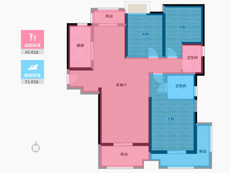 陕西省-西安市-星雨华府-101.36-户型库-动静分区