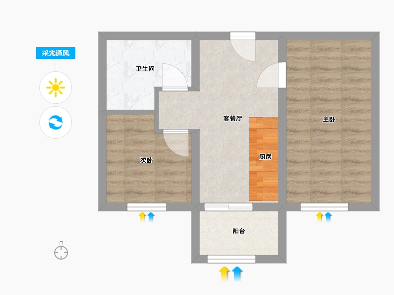 黑龙江省-哈尔滨市-金色城邦-43.68-户型库-采光通风