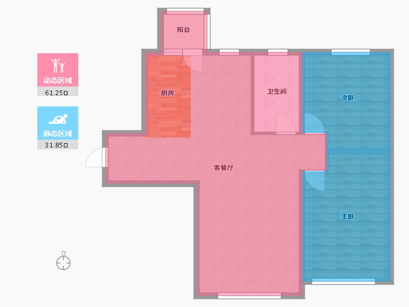 黑龙江省-哈尔滨市-大都会新天地5期-84.50-户型库-动静分区