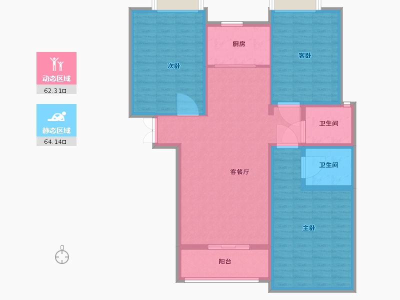 陕西省-渭南市-豪润·公园天下-114.53-户型库-动静分区