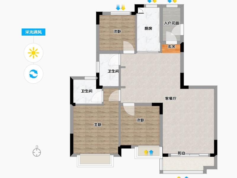 江苏省-南京市-恒大林溪郡-97.00-户型库-采光通风