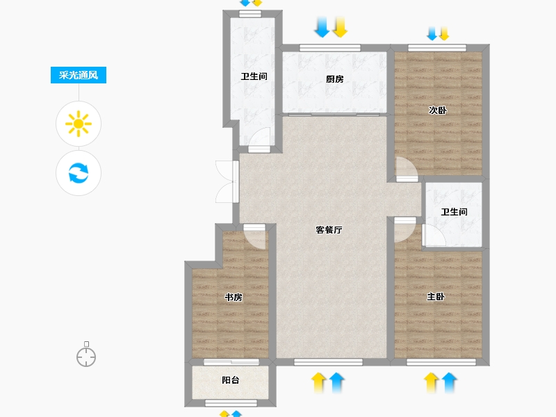 山东省-潍坊市-金庆纳帕溪谷-102.42-户型库-采光通风