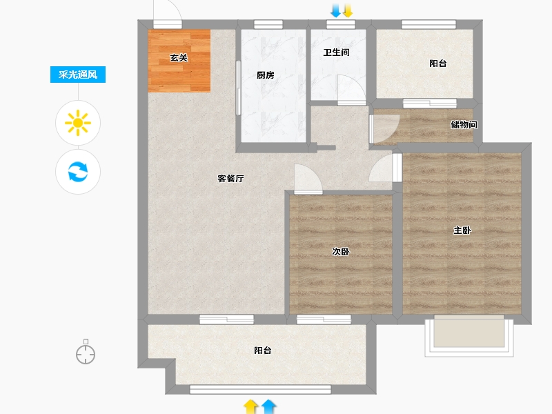 江苏省-苏州市-禧苑-72.00-户型库-采光通风