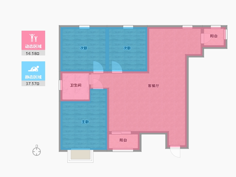 陕西省-西安市-林河世家-83.95-户型库-动静分区