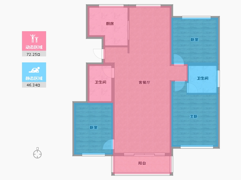 吉林省-松原市-鸿盛国际城-107.09-户型库-动静分区