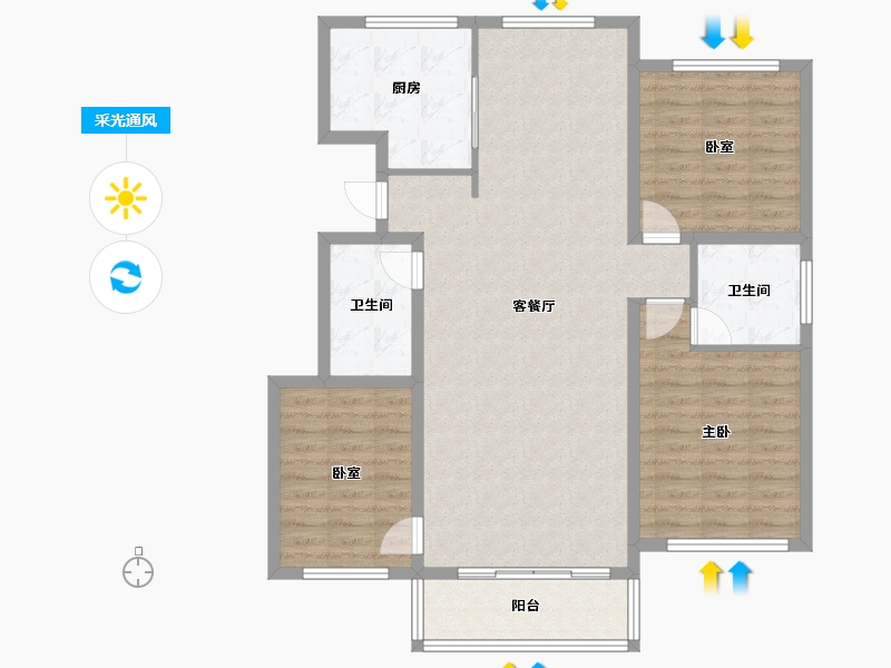 吉林省-松原市-鸿盛国际城-107.09-户型库-采光通风