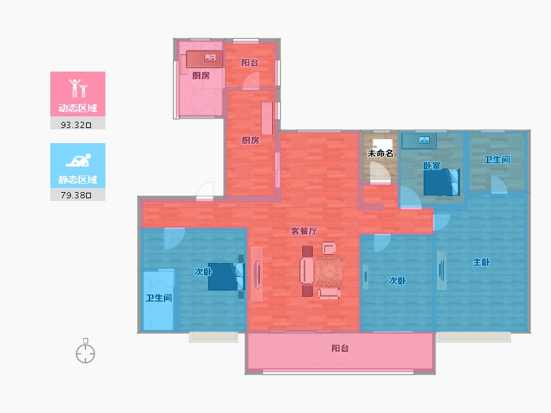 陕西省-宝鸡市-宝鸡碧桂园凤凰城-162.53-户型库-动静分区