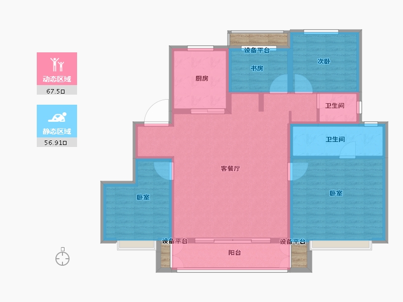 江苏省-徐州市-新城玖珑湖-116.29-户型库-动静分区