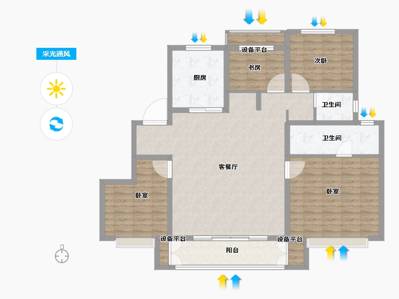 江苏省-徐州市-新城玖珑湖-116.29-户型库-采光通风