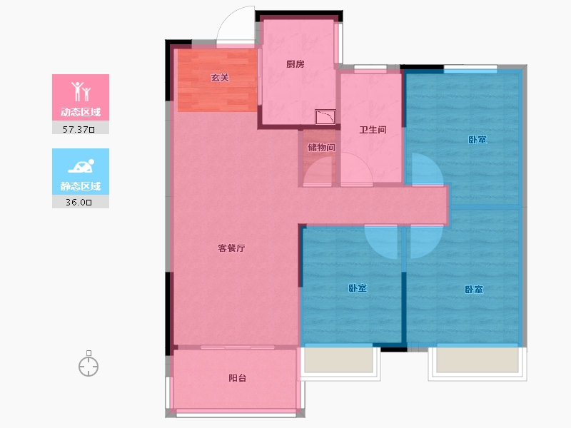 江苏省-徐州市-美的云熙府-85.00-户型库-动静分区