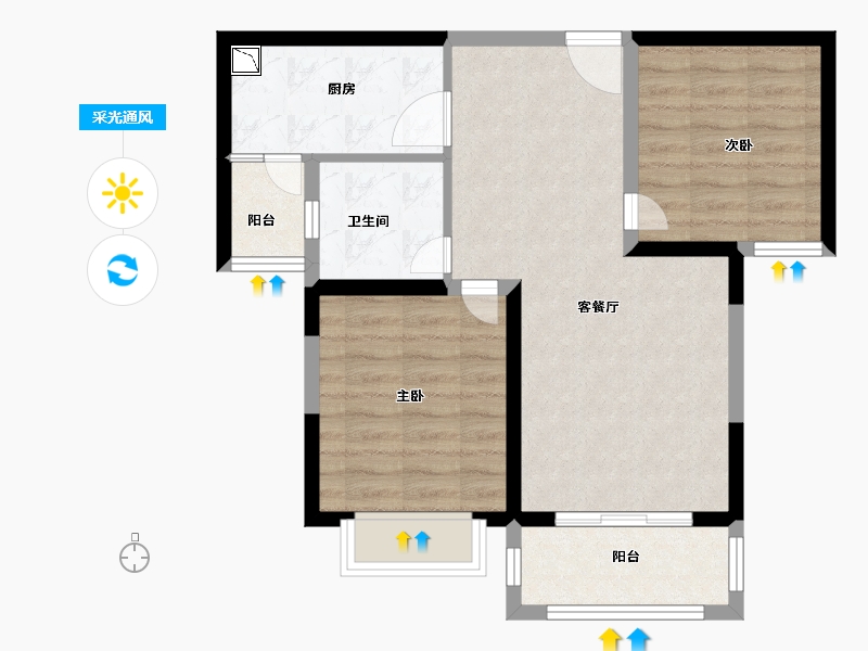 江苏省-徐州市-龙城国际理想城-66.00-户型库-采光通风