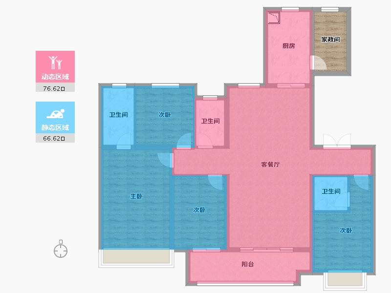 陕西省-榆林市-阳光城璞悦-134.79-户型库-动静分区