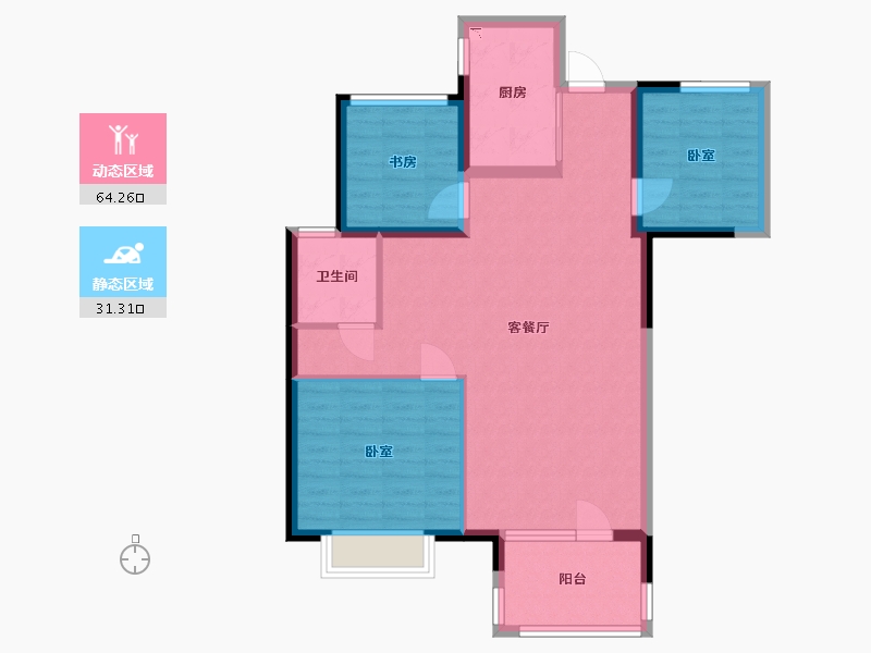 江苏省-苏州市-悦棠湾花苑-86.00-户型库-动静分区