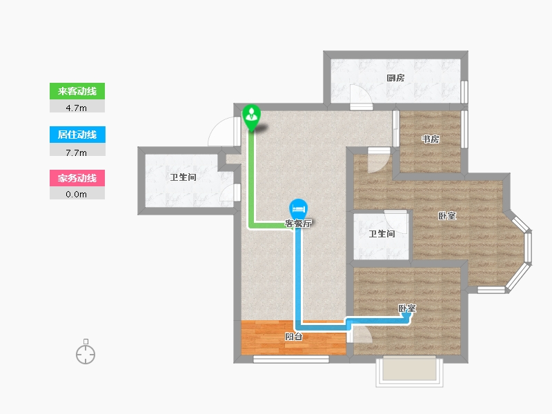 甘肃省-兰州市-普天格兰绿都-80.30-户型库-动静线