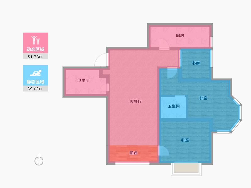 甘肃省-兰州市-普天格兰绿都-80.30-户型库-动静分区