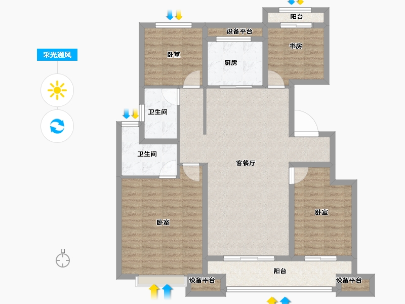 江苏省-徐州市-新城玖珑湖-108.00-户型库-采光通风