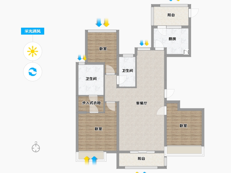 江苏省-苏州市-悦棠湾花苑-120.00-户型库-采光通风