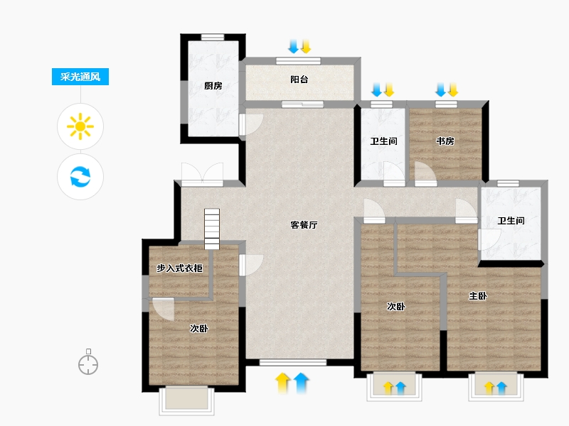 陕西省-西安市-红星紫御半山-121.00-户型库-采光通风