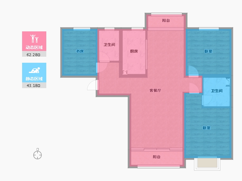 甘肃省-兰州市-兴隆和畅苑-93.55-户型库-动静分区