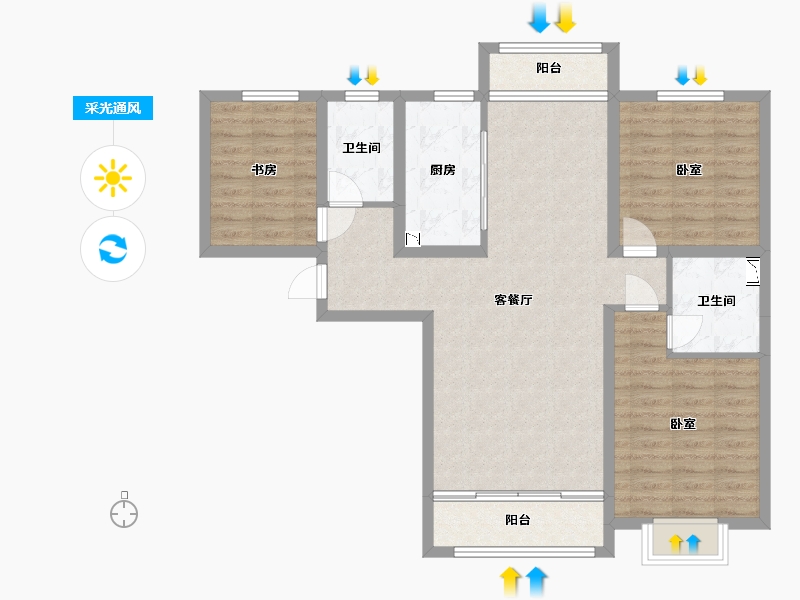 甘肃省-兰州市-兴隆和畅苑-93.55-户型库-采光通风