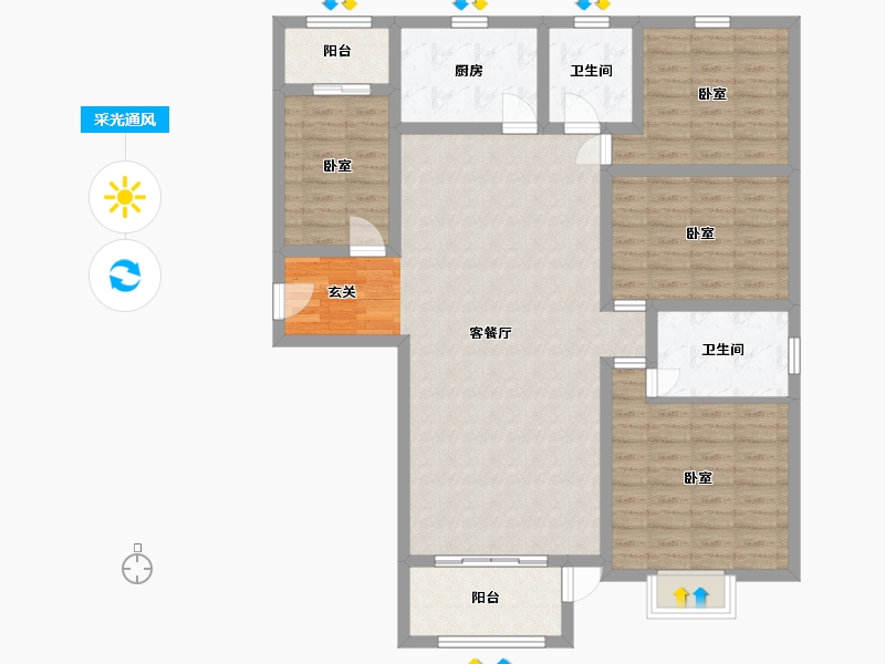 陕西省-西安市-清渭公馆-118.11-户型库-采光通风