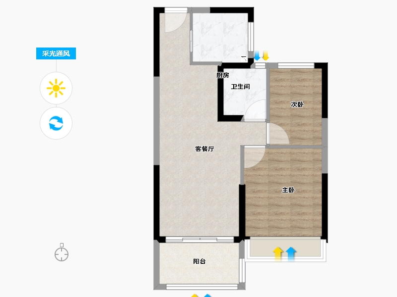 江苏省-南京市-碧桂园伯爵台-65.00-户型库-采光通风