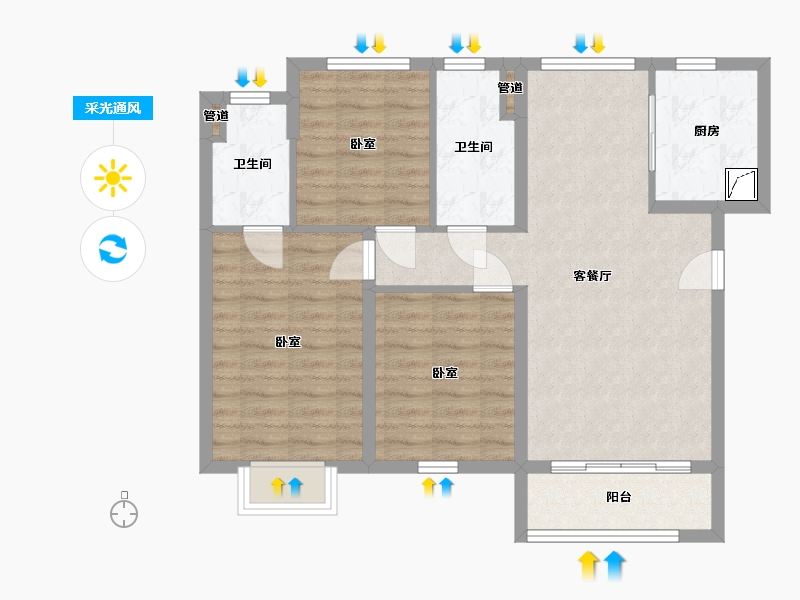 甘肃省-兰州市-保利领秀山-78.79-户型库-采光通风