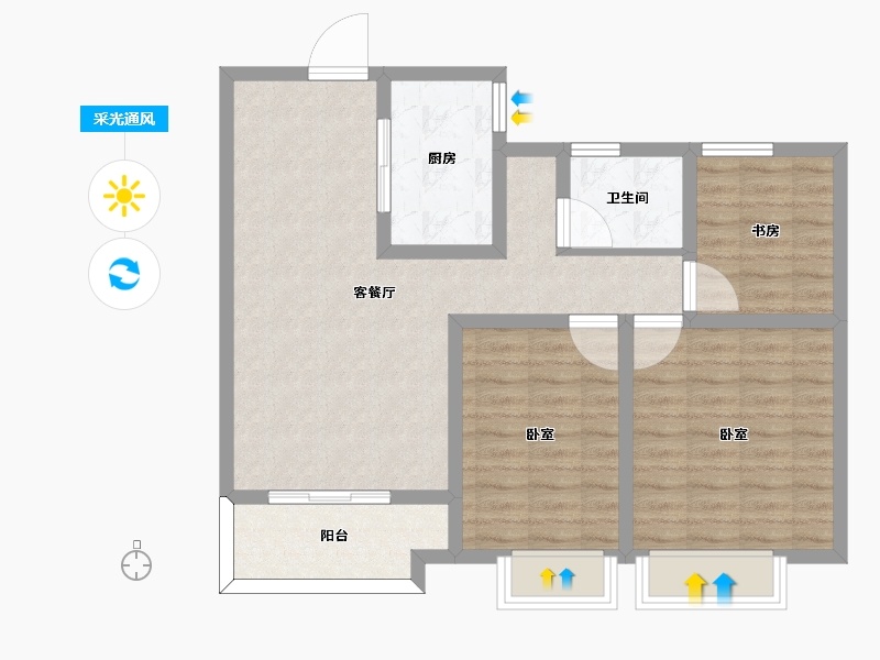 陕西省-宝鸡市-高新隆泰府-80.72-户型库-采光通风