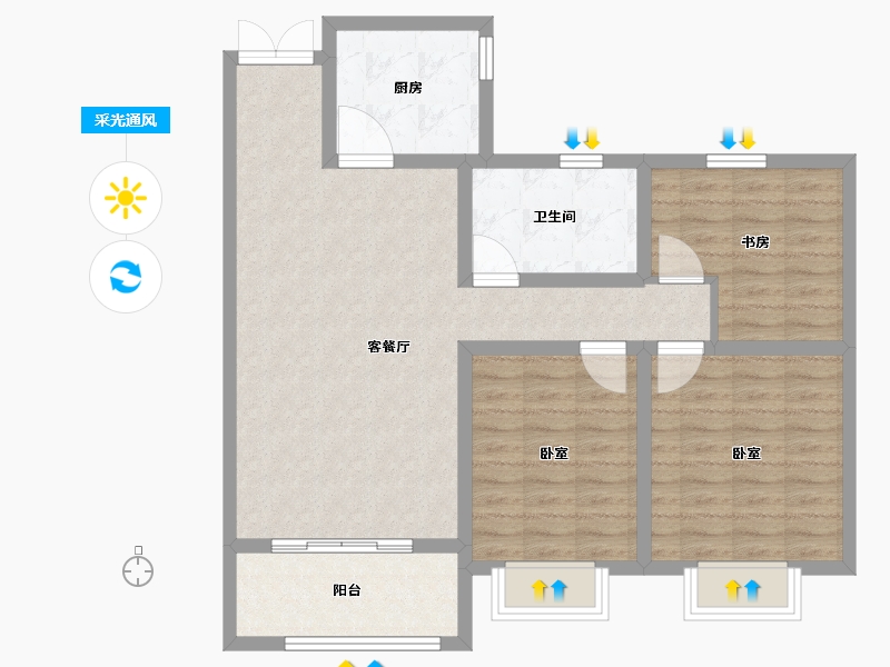 江苏省-徐州市-天鸿水岸景城-90.00-户型库-采光通风