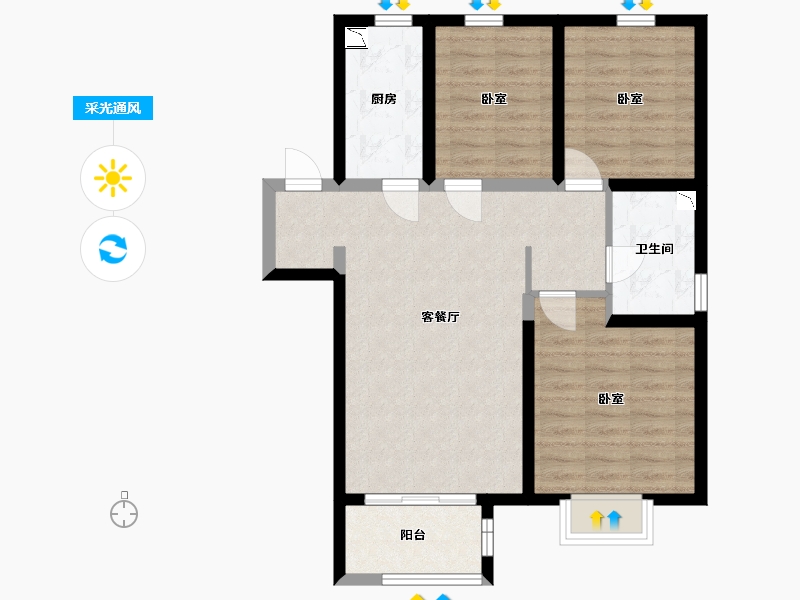 甘肃省-兰州市-兰州融创城-76.61-户型库-采光通风