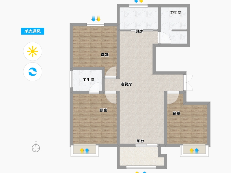 江苏省-徐州市-李集英才佳苑-104.00-户型库-采光通风