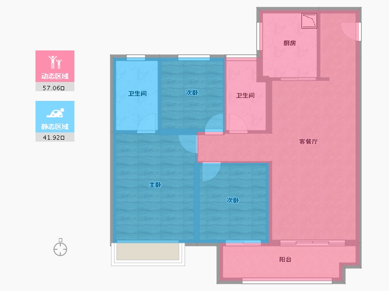 陕西省-榆林市-阳光城璞悦-88.67-户型库-动静分区