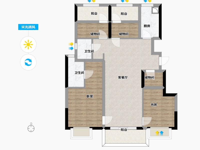 江苏省-苏州市-华润悦府东-87.12-户型库-采光通风