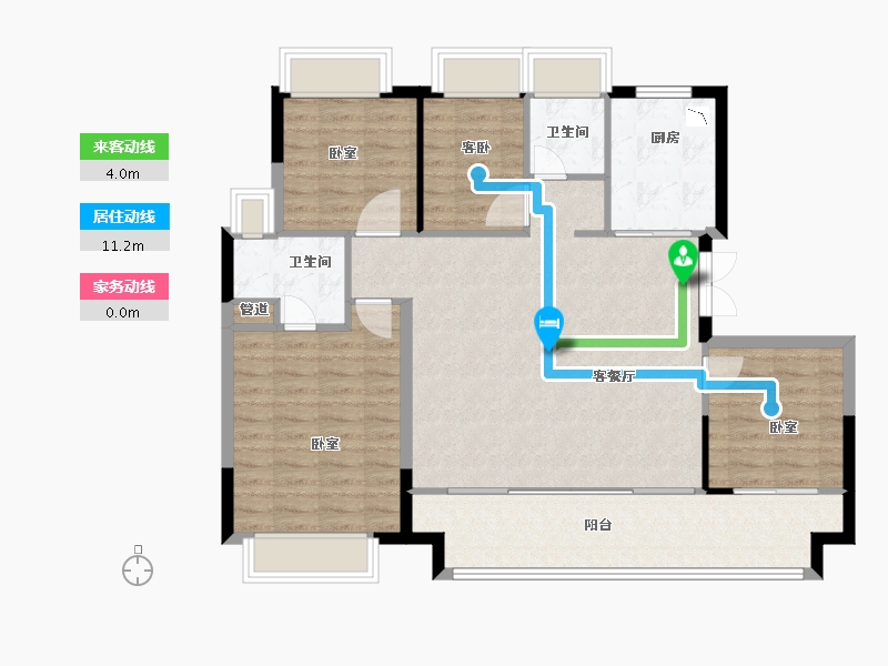 江苏省-苏州市-锦鲤花园-104.00-户型库-动静线