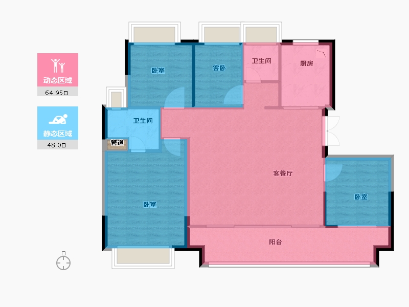 江苏省-苏州市-锦鲤花园-104.00-户型库-动静分区