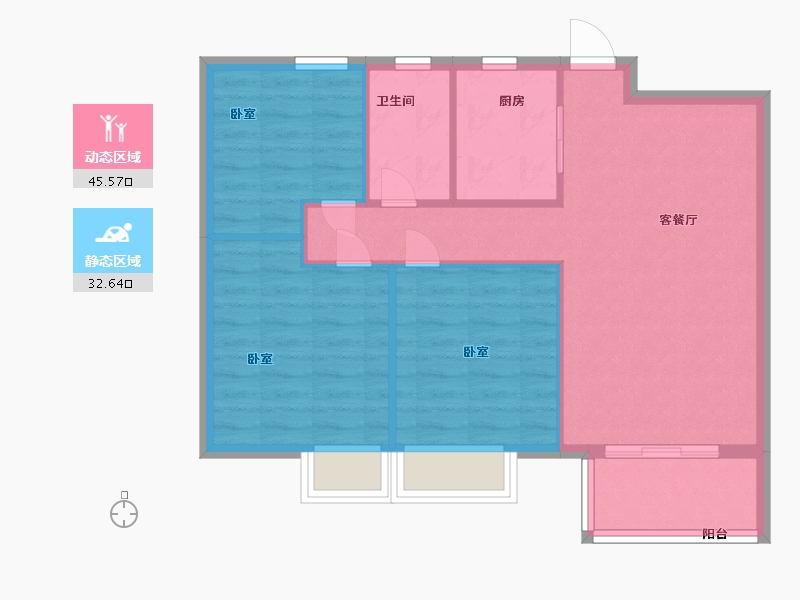 江苏省-苏州市-金辉尊域雅苑-71.00-户型库-动静分区