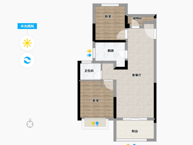 江苏省-南京市-融侨观澜-64.13-户型库-采光通风