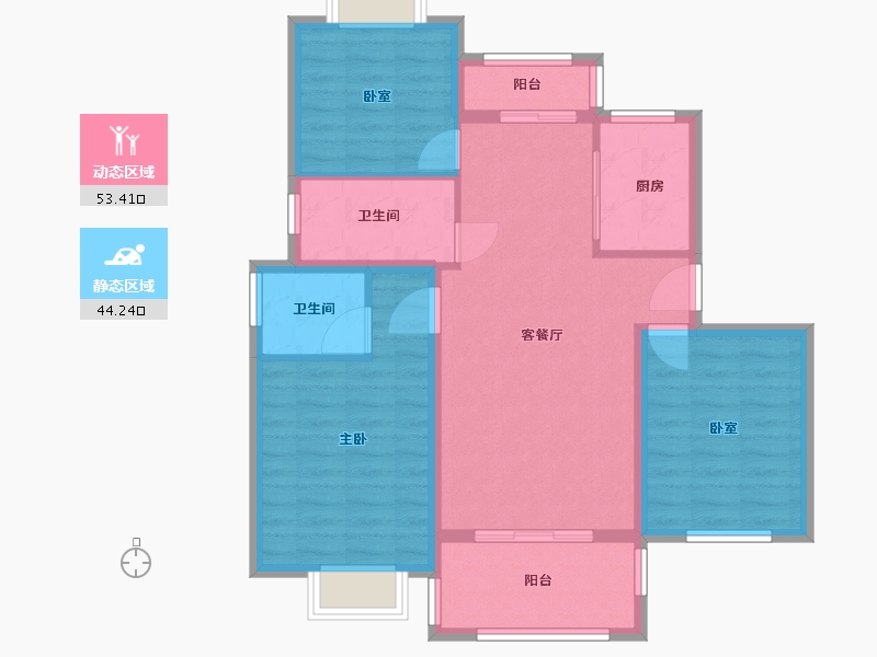 江西省-抚州市-荣安才子府-87.56-户型库-动静分区