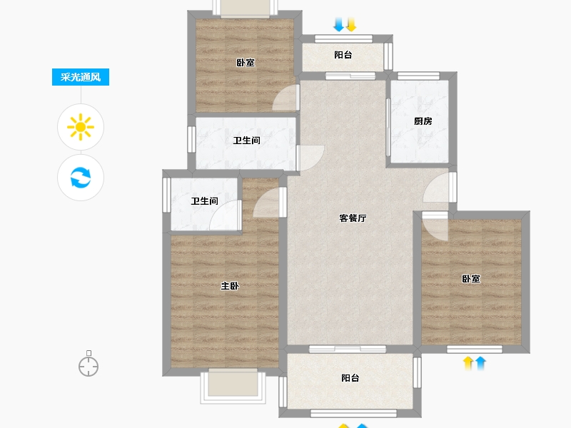 江西省-抚州市-荣安才子府-87.56-户型库-采光通风